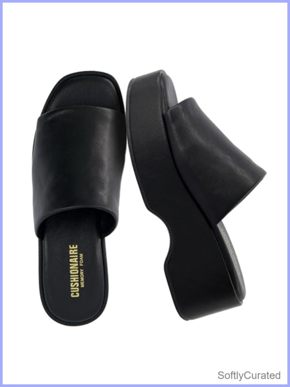 Womens Platform Wedge Sandals Slip On Memory Foam Faux Leather